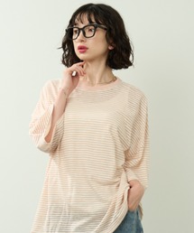 シアーボーダー オーバーサイズ 半袖Tシャツ