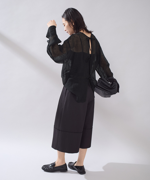 JOURNAL STANDARD（ジャーナルスタンダード）の「【osedit】 リネンメッシュ2WAY ブラウス（シャツ/ブラウス・レディース・ブラック/ブラウン・FREE）」の3枚目の写真