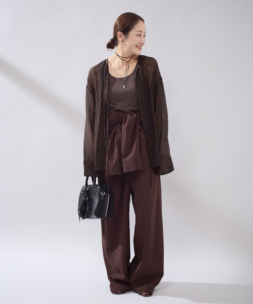 JOURNAL STANDARD（ジャーナルスタンダード）の「【osedit】 リネンメッシュ2WAY ブラウス（シャツ/ブラウス・レディース・ブラック/ブラウン・FREE）」の5枚目の写真