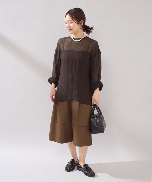 JOURNAL STANDARD（ジャーナルスタンダード）の「【osedit】 リネンメッシュ2WAY ブラウス（シャツ/ブラウス・レディース・ブラック/ブラウン・FREE）」の6枚目の写真