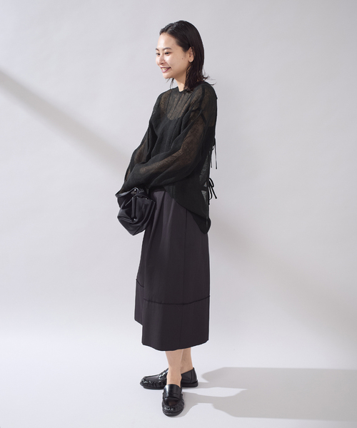 JOURNAL STANDARD（ジャーナルスタンダード）の「【osedit】 リネンメッシュ2WAY ブラウス（シャツ/ブラウス・レディース・ブラック/ブラウン・FREE）」の7枚目の写真