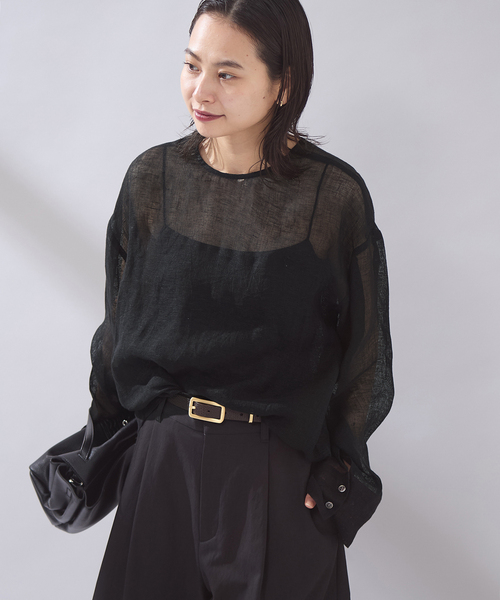 JOURNAL STANDARD（ジャーナルスタンダード）の「【osedit】 リネンメッシュ2WAY ブラウス（シャツ/ブラウス・レディース・ブラック/ブラウン・FREE）」の10枚目の写真