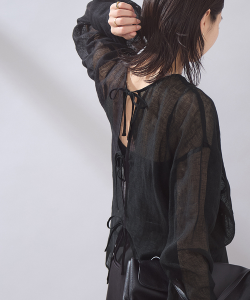 JOURNAL STANDARD（ジャーナルスタンダード）の「【osedit】 リネンメッシュ2WAY ブラウス（シャツ/ブラウス・レディース・ブラック/ブラウン・FREE）」の11枚目の写真