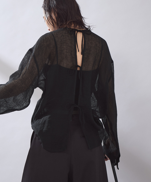 JOURNAL STANDARD（ジャーナルスタンダード）の「【osedit】 リネンメッシュ2WAY ブラウス（シャツ/ブラウス・レディース・ブラック/ブラウン・FREE）」の12枚目の写真
