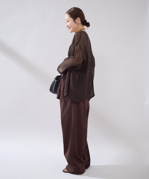 JOURNAL STANDARD（ジャーナルスタンダード）の「【osedit】 リネンメッシュ2WAY ブラウス（シャツ/ブラウス・レディース・ブラック/ブラウン・FREE）」の15枚目の写真