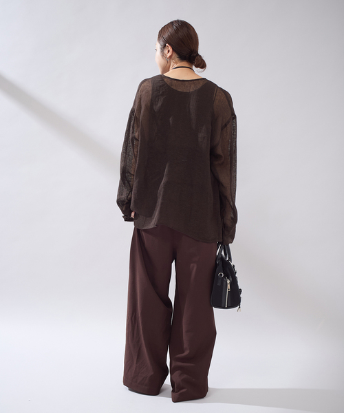 JOURNAL STANDARD（ジャーナルスタンダード）の「【osedit】 リネンメッシュ2WAY ブラウス（シャツ/ブラウス・レディース・ブラック/ブラウン・FREE）」の16枚目の写真