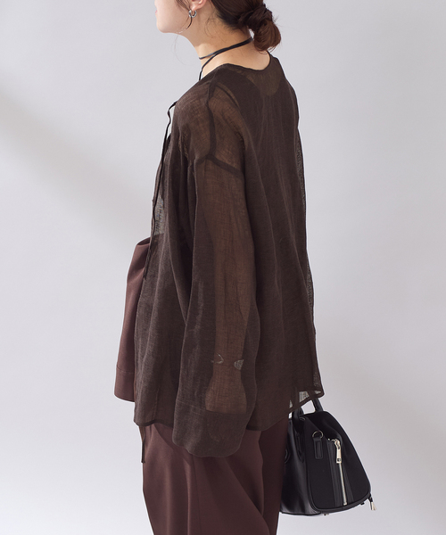 JOURNAL STANDARD（ジャーナルスタンダード）の「【osedit】 リネンメッシュ2WAY ブラウス（シャツ/ブラウス・レディース・ブラック/ブラウン・FREE）」の17枚目の写真