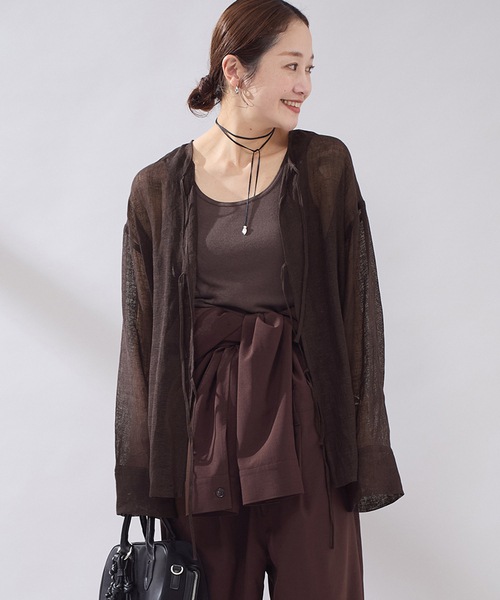 JOURNAL STANDARD（ジャーナルスタンダード）の「【osedit】 リネンメッシュ2WAY ブラウス（シャツ/ブラウス・レディース・ブラック/ブラウン・FREE）」の18枚目の写真