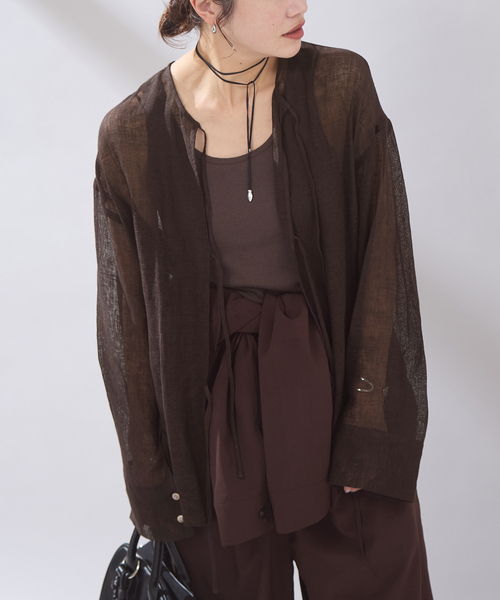 JOURNAL STANDARD（ジャーナルスタンダード）の「【osedit】 リネンメッシュ2WAY ブラウス（シャツ/ブラウス・レディース・ブラック/ブラウン・FREE）」の19枚目の写真