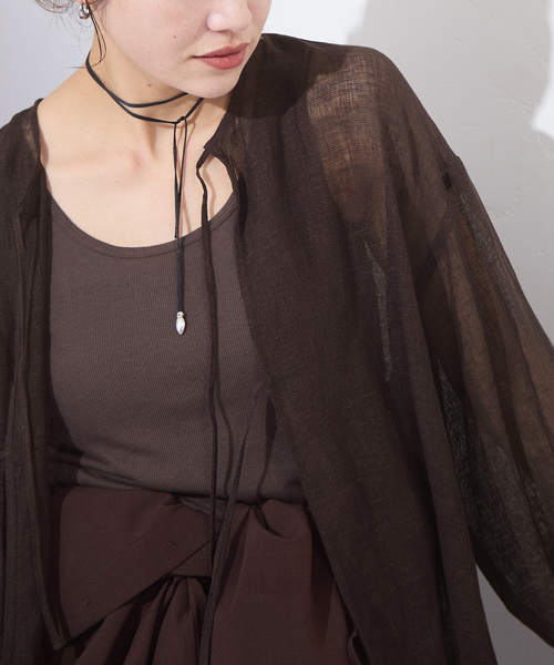 JOURNAL STANDARD（ジャーナルスタンダード）の「【osedit】 リネンメッシュ2WAY ブラウス（シャツ/ブラウス・レディース・ブラック/ブラウン・FREE）」の21枚目の写真