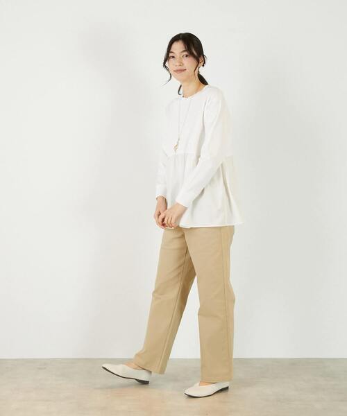 MELROSE claire(メルローズ クレール)の「【コットン天竺+ファブリックプルオーバー】(Tシャツ/カットソー・レディース・オフホワイト/ブラウン系その他/ブラック・FREE)」の8枚目の写真