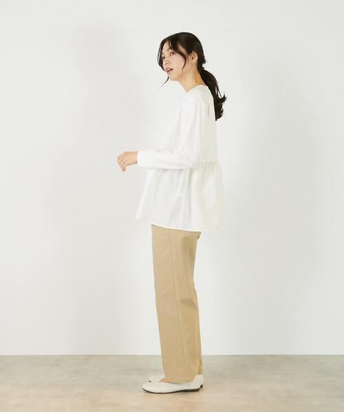 MELROSE claire(メルローズ クレール)の「【コットン天竺+ファブリックプルオーバー】(Tシャツ/カットソー・レディース・オフホワイト/ブラウン系その他/ブラック・FREE)」の9枚目の写真