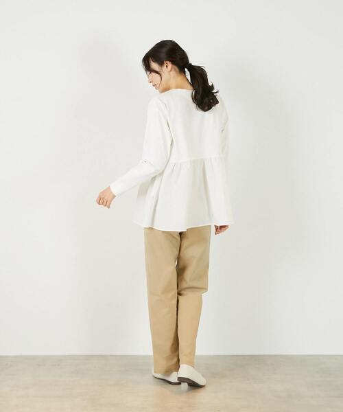 MELROSE claire(メルローズ クレール)の「【コットン天竺+ファブリックプルオーバー】(Tシャツ/カットソー・レディース・オフホワイト/ブラウン系その他/ブラック・FREE)」の10枚目の写真