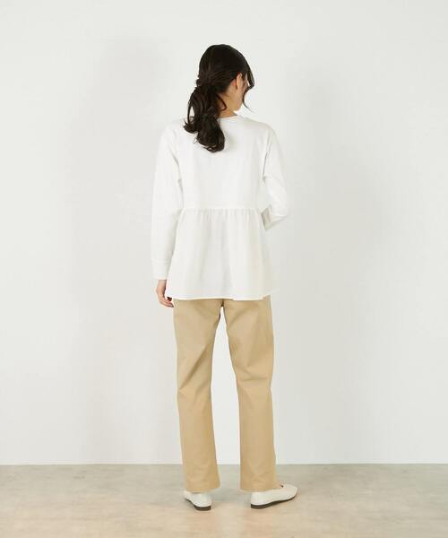 MELROSE claire(メルローズ クレール)の「【コットン天竺+ファブリックプルオーバー】(Tシャツ/カットソー・レディース・オフホワイト/ブラウン系その他/ブラック・FREE)」の11枚目の写真