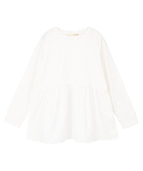 MELROSE claire(メルローズ クレール)の「【コットン天竺+ファブリックプルオーバー】(Tシャツ/カットソー・レディース・オフホワイト/ブラウン系その他/ブラック・FREE)」の15枚目の写真