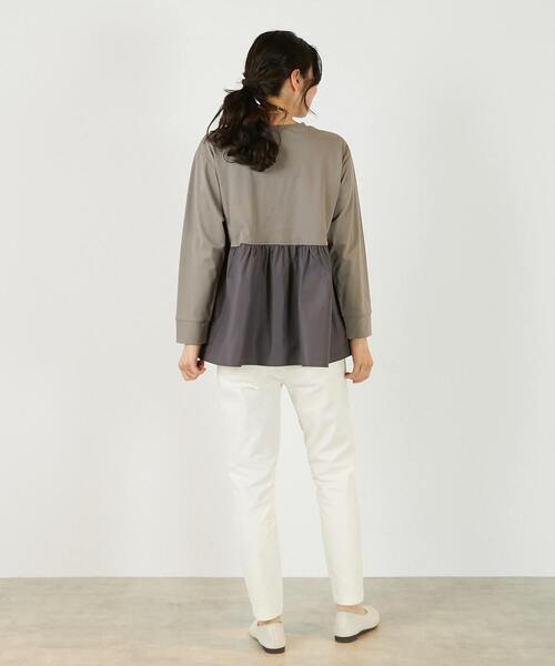 MELROSE claire(メルローズ クレール)の「【コットン天竺+ファブリックプルオーバー】(Tシャツ/カットソー・レディース・オフホワイト/ブラウン系その他/ブラック・FREE)」の19枚目の写真