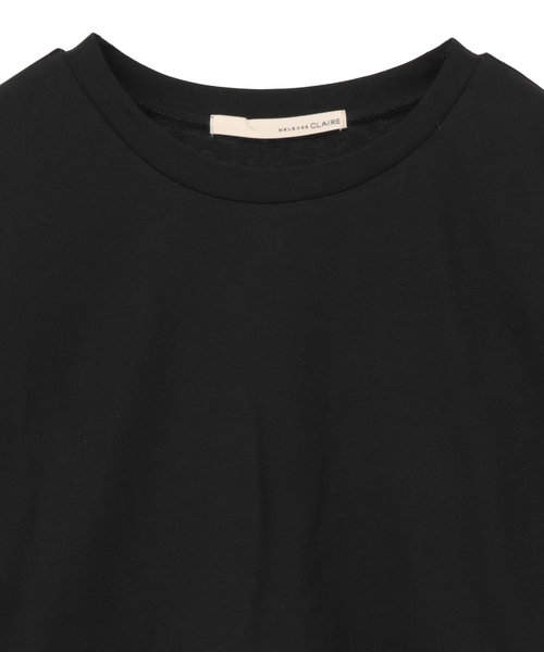 MELROSE claire(メルローズ クレール)の「【コットン天竺+ファブリックプルオーバー】(Tシャツ/カットソー・レディース・オフホワイト/ブラウン系その他/ブラック・FREE)」の6枚目の写真
