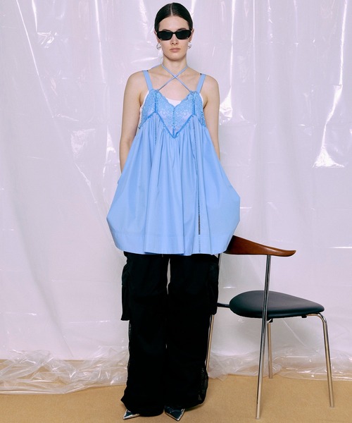 MAISON SPECIAL(メゾンスペシャル)の「【PRE-ORDER】Lace V-Neck Tunic/レースVネックチュニック(シャツ/ブラウス・レディース・ホワイト/ブラック/サックスブルー・FREE)」の10枚目の写真