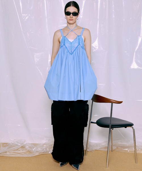 MAISON SPECIAL(メゾンスペシャル)の「【PRE-ORDER】Lace V-Neck Tunic/レースVネックチュニック(シャツ/ブラウス・レディース・ホワイト/ブラック/サックスブルー・FREE)」の11枚目の写真