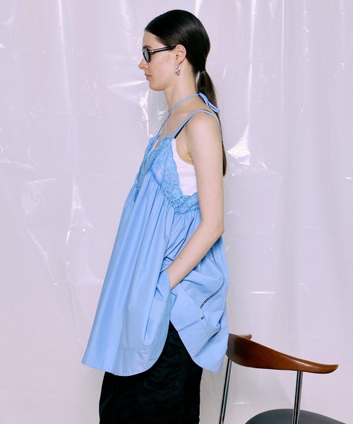 MAISON SPECIAL(メゾンスペシャル)の「【PRE-ORDER】Lace V-Neck Tunic/レースVネックチュニック(シャツ/ブラウス・レディース・ホワイト/ブラック/サックスブルー・FREE)」の13枚目の写真