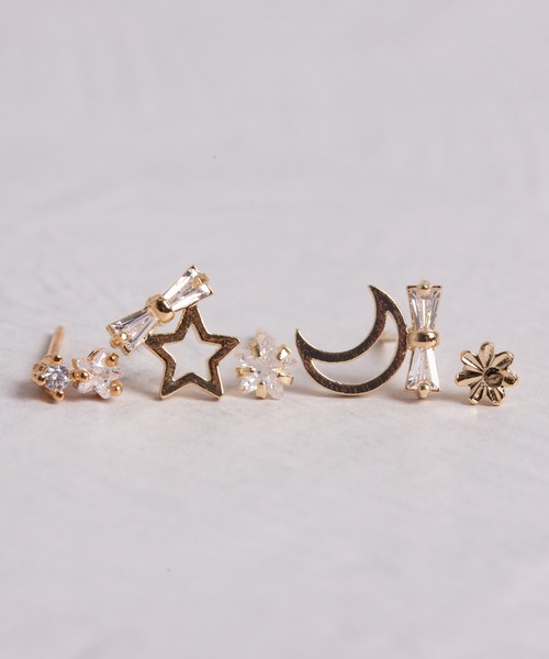 Peony（ピオニー）の「【Peony/ピオニー】スター＆ムーンモチーフ　ピアスセット（ピアス（両耳用）・レディース・シルバー/ゴールド・FREE）」の9枚目の写真