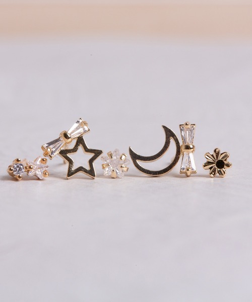 Peony（ピオニー）の「【Peony/ピオニー】スター＆ムーンモチーフ　ピアスセット（ピアス（両耳用）・レディース・シルバー/ゴールド・FREE）」の10枚目の写真