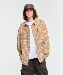 PAINTED CHECK SHIRT-BEIGE