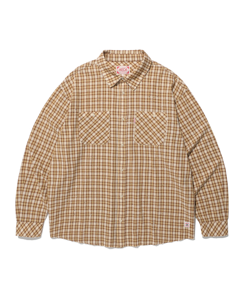 AECA（エイカ）の「PAINTED CHECK SHIRT-BEIGE（シャツ/ブラウス・レディース・その他・S/M/L）」の5枚目の写真