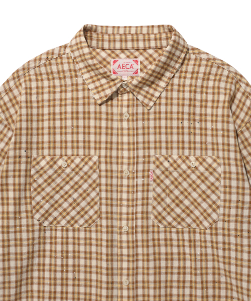 AECA（エイカ）の「PAINTED CHECK SHIRT-BEIGE（シャツ/ブラウス・レディース・その他・S/M/L）」の7枚目の写真