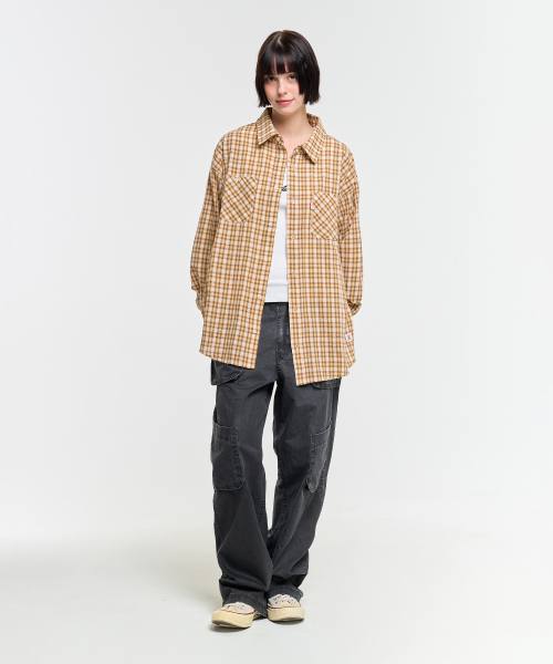 AECA（エイカ）の「PAINTED CHECK SHIRT-BEIGE（シャツ/ブラウス・レディース・その他・S/M/L）」の11枚目の写真