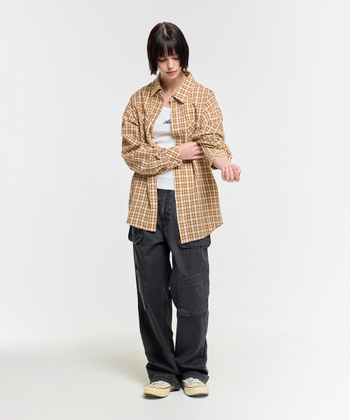 AECA（エイカ）の「PAINTED CHECK SHIRT-BEIGE（シャツ/ブラウス・レディース・その他・S/M/L）」の12枚目の写真