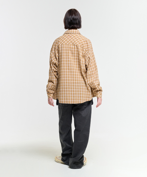 AECA（エイカ）の「PAINTED CHECK SHIRT-BEIGE（シャツ/ブラウス・レディース・その他・S/M/L）」の13枚目の写真
