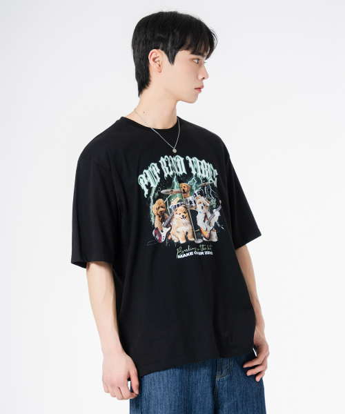 MOZMOZ(モズモズ)の「ラックモン オーバーサイズ 半袖Tシャツ ブラック(Tシャツ/カットソー・レディース・その他・1/2/3)」の2枚目の写真