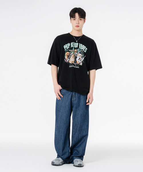 MOZMOZ(モズモズ)の「ラックモン オーバーサイズ 半袖Tシャツ ブラック(Tシャツ/カットソー・レディース・その他・1/2/3)」の3枚目の写真