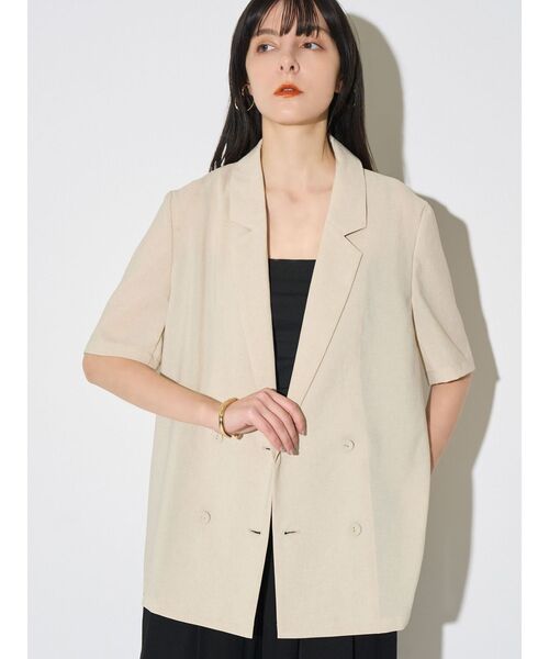 ELENDEEK（エレンディーク）の「ハーフスリーブテックジャケット【吸水速乾/UVカット/接触冷感】（テーラードジャケット・レディース・ブラック/ベージュ/ブラウン・FREE）」の7枚目の写真