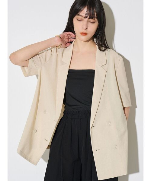 ELENDEEK（エレンディーク）の「ハーフスリーブテックジャケット【吸水速乾/UVカット/接触冷感】（テーラードジャケット・レディース・ブラック/ベージュ/ブラウン・FREE）」の8枚目の写真