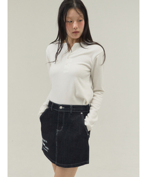 Stretch Rib Jersey Button Placket Top_White