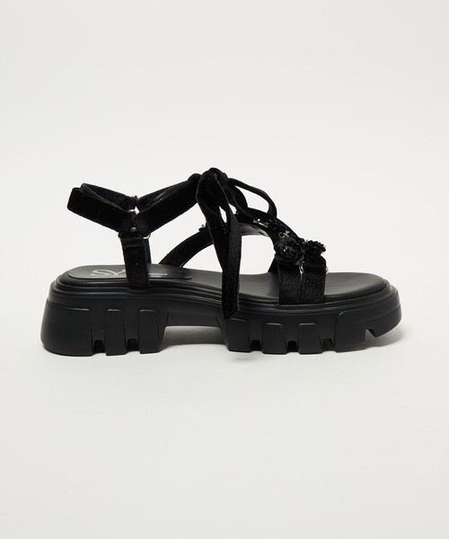 SY UNITED ARROWS(シーユナイテッドアローズ)の「<SY>フラワービジューリボン サンダル50↑(サンダル・レディース・ブラック/グレー・22.5cm/23cm/23.5cm/24cm/24.5cm)」の5枚目の写真