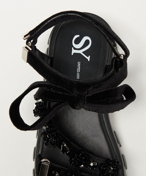 SY UNITED ARROWS(シーユナイテッドアローズ)の「<SY>フラワービジューリボン サンダル50↑(サンダル・レディース・ブラック/グレー・22.5cm/23cm/23.5cm/24cm/24.5cm)」の8枚目の写真