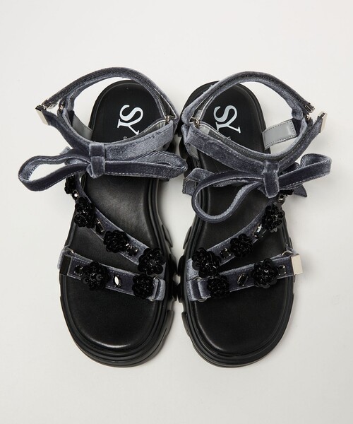 SY UNITED ARROWS(シーユナイテッドアローズ)の「<SY>フラワービジューリボン サンダル50↑(サンダル・レディース・ブラック/グレー・22.5cm/23cm/23.5cm/24cm/24.5cm)」の11枚目の写真