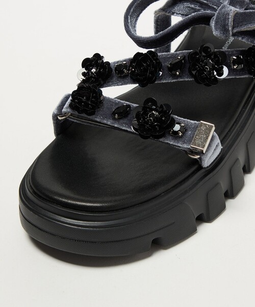 SY UNITED ARROWS(シーユナイテッドアローズ)の「<SY>フラワービジューリボン サンダル50↑(サンダル・レディース・ブラック/グレー・22.5cm/23cm/23.5cm/24cm/24.5cm)」の12枚目の写真