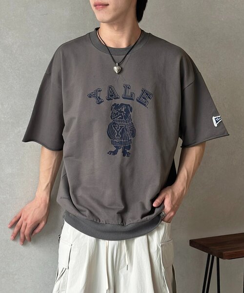 CPCM(シーピーシーエム)の「YALE半袖スウェット(Tシャツ/カットソー・メンズ・グレー/ネイビー/チャコールグレー・LARGE/MEDIUM)」の5枚目の写真