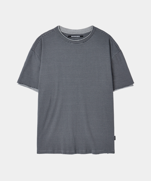 MAISON MINED(メゾンミネド)の「STRIPE LAYERED HALF T CHARCOAL(Tシャツ/カットソー・メンズ・その他・SMALL/MEDIUM/LARGE)」の16枚目の写真