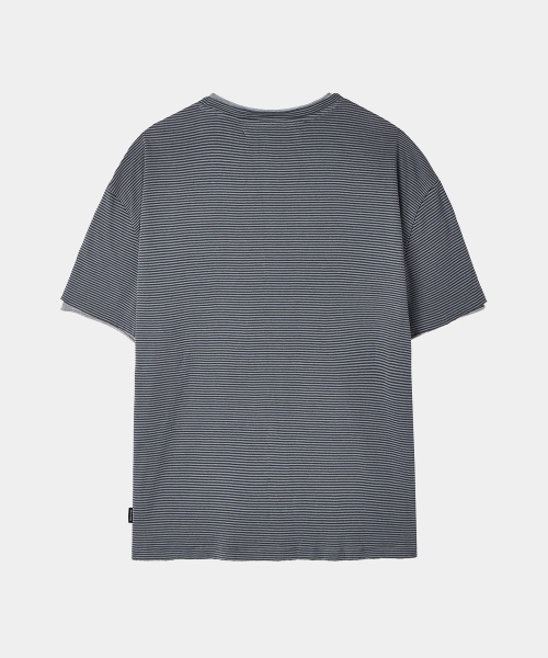 MAISON MINED(メゾンミネド)の「STRIPE LAYERED HALF T CHARCOAL(Tシャツ/カットソー・メンズ・その他・SMALL/MEDIUM/LARGE)」の15枚目の写真