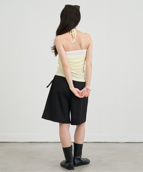 NUJOH(ヌゾ)の「Layered Strap Sleeveless Set / レイヤードストラップスリーブレスセット(Tシャツ/カットソー・レディース・ブラック×ホワイト/イエロー× ブルー/ライトブルー・FREE)」の6枚目の写真
