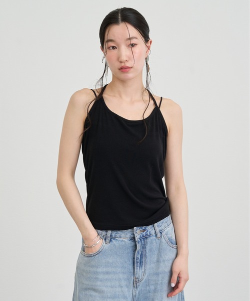 NUJOH(ヌゾ)の「Layered Strap Sleeveless Set / レイヤードストラップスリーブレスセット(Tシャツ/カットソー・レディース・ブラック×ホワイト/イエロー× ブルー/ライトブルー・FREE)」の22枚目の写真