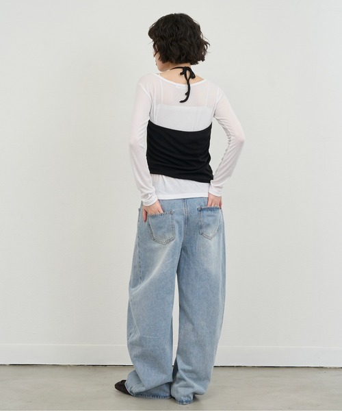 NUJOH(ヌゾ)の「Layered Strap Sleeveless Set / レイヤードストラップスリーブレスセット(Tシャツ/カットソー・レディース・ブラック×ホワイト/イエロー× ブルー/ライトブルー・FREE)」の19枚目の写真