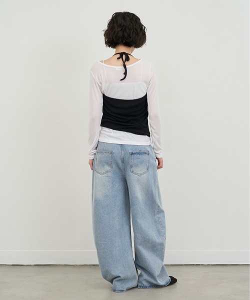 NUJOH(ヌゾ)の「Layered Strap Sleeveless Set / レイヤードストラップスリーブレスセット(Tシャツ/カットソー・レディース・ブラック×ホワイト/イエロー× ブルー/ライトブルー・FREE)」の20枚目の写真