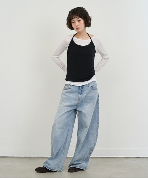NUJOH(ヌゾ)の「Layered Strap Sleeveless Set / レイヤードストラップスリーブレスセット(Tシャツ/カットソー・レディース・ブラック×ホワイト/イエロー× ブルー/ライトブルー・FREE)」の17枚目の写真