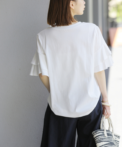 JOURNAL STANDARD relume(ジャーナルスタンダード レリューム)の「《WEB限定追加》天竺フリルTEE(Tシャツ/カットソー・レディース・ホワイト/ブラック・FREE)」の13枚目の写真